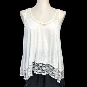 Abercrombie & Fitch Y2K Vintage Lace Trim White Tank Top Size XS